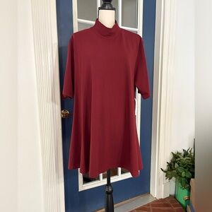 Chico's Rich Burgundy Mock Neck Swing Top Size 4 - XXLARGE